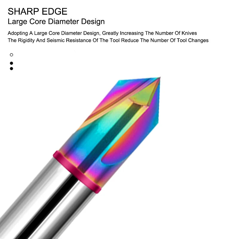 SHAZAM HRC60 60°90°120° Straight Groove Chamfer Milling Cutter Tungsten Steel Carbide Colorful Coating CNC Machining Endmill