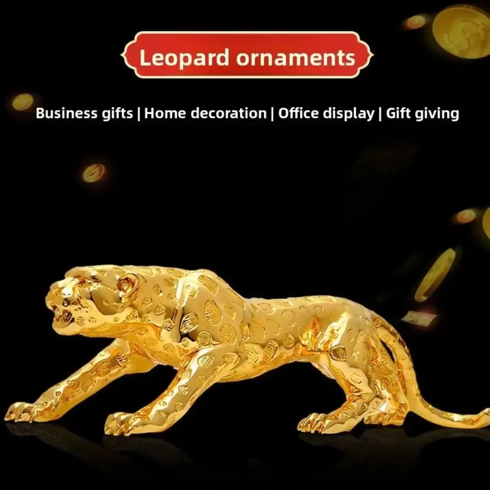 

Portable Resin Cheetah Small Statue Lucky Animal Gold Leopard Figurines Funny Symbol of Wealth Brass Leopard Miniatures Office
