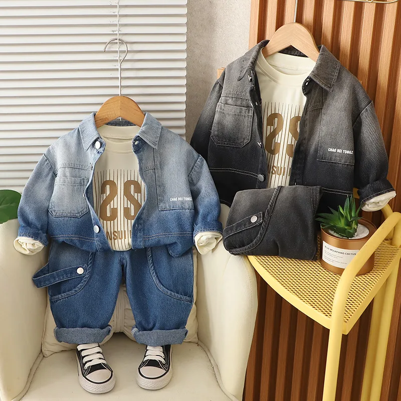 

Fashion Kids Boys 3pcs Clothes Set Spring Autumn Children Boy Denim Clothing Sets Baby Jeans Vintage Outfits Suit for 2-8 years