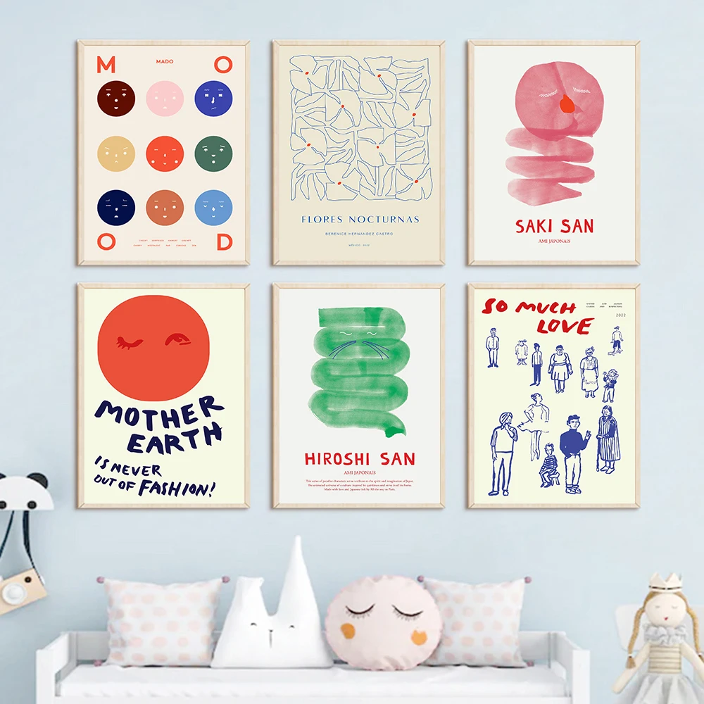 

Cartoon Funny Food Posters Abstract Graphics Print Canvas Painting Mother Earth Flora Canvas Kid Room Wall Pictures Decor