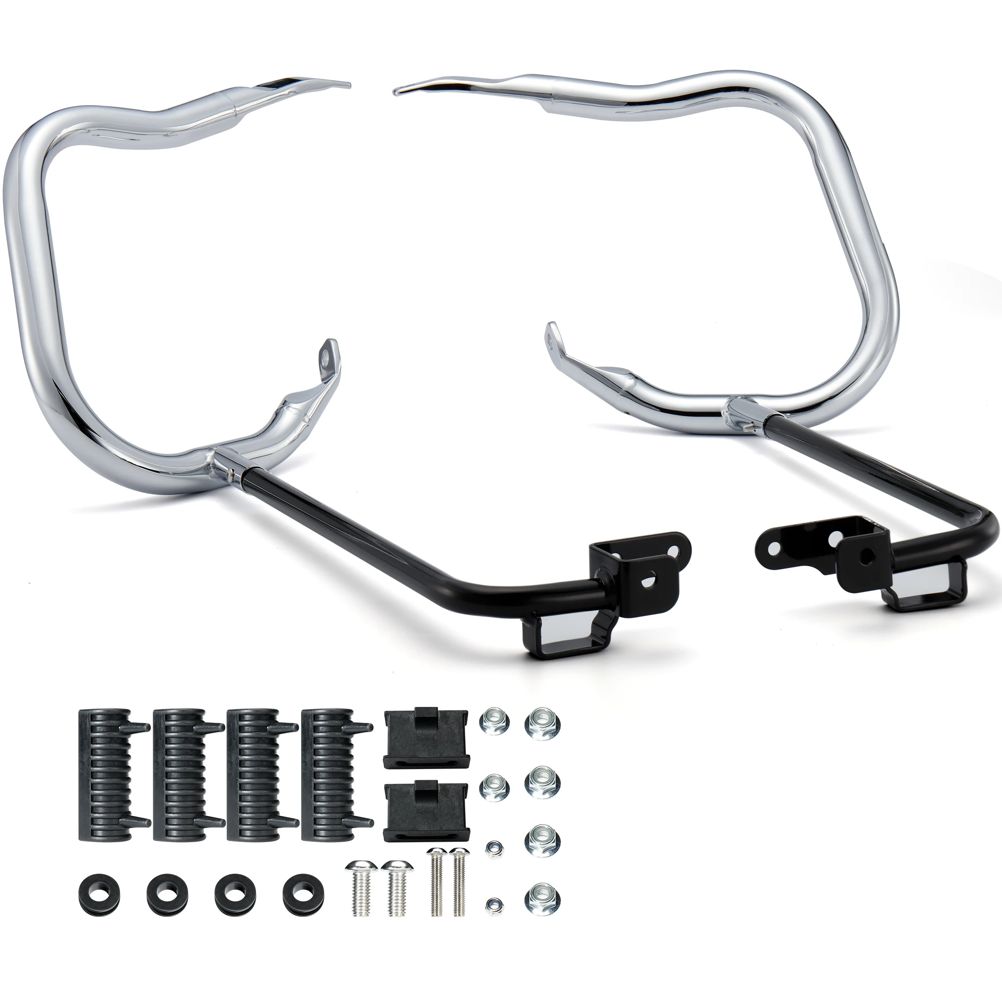 

1.25" Touring Rear Saddlebag Bracket Guard Bars for Harley 2014-Up Electra Glide Road Street Glide Road King, Round/Sharp/Flat