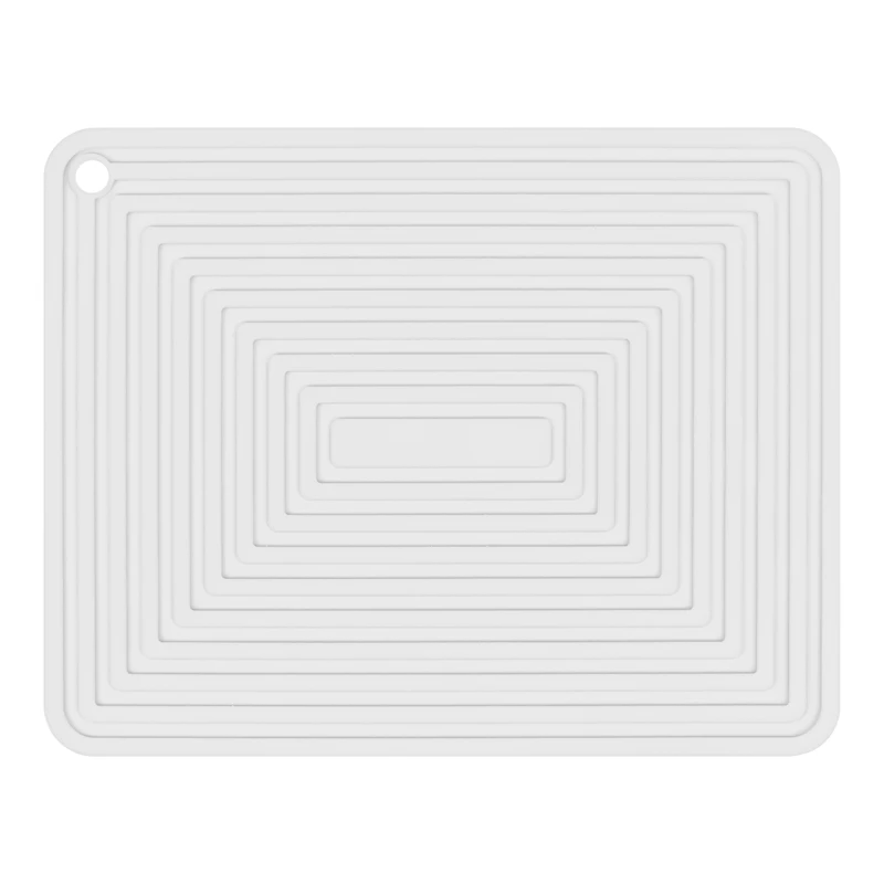 ●Large Silicone Pot Holder Square Thick Heat Insulation Pad Non-Slip Corrugated Kitchen Table Mat(White)-ABFB