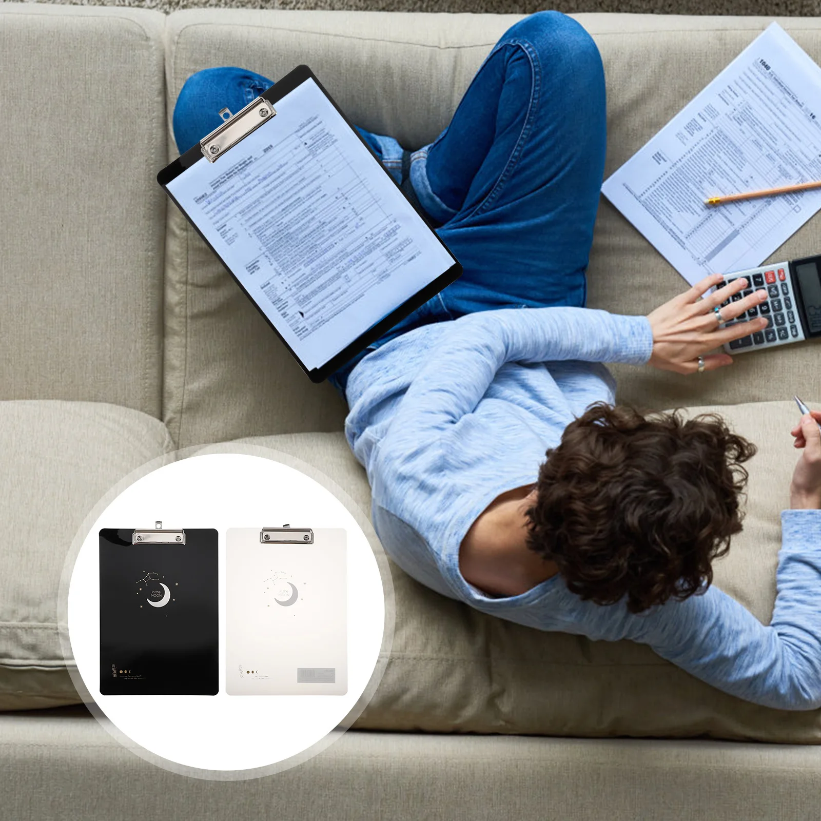 

2Pcs A4 File Holders PP Clipboards Reusable Not Easy to Break Portable Document Organizer Writing Pad for Daily Use