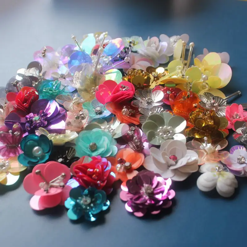 20 قطعة/الحزمة عشوائية الترتر زهرة شكل التصحيح لطيف خياطة على التصحيح للملابس الجينز سترة قبعة الأحذية الديكور #5