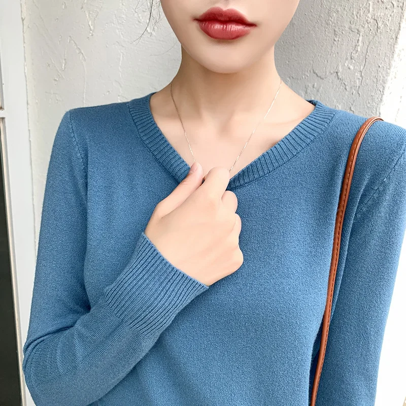 

Womens Sweater Spring Autumn O-neck Loose Solid Cashmere Pullovers Woman Sweaters Basic Bottoming Shirt Knitted Tops