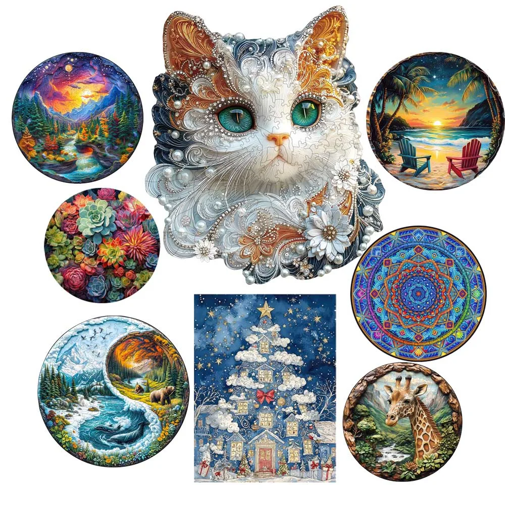 

Деревянные головоломки с милым котом, праздничные подарки, деревянные головоломки с животными для детей и взрослых, изысканные развивающие игрушки, креативные игры, твистер для мозга