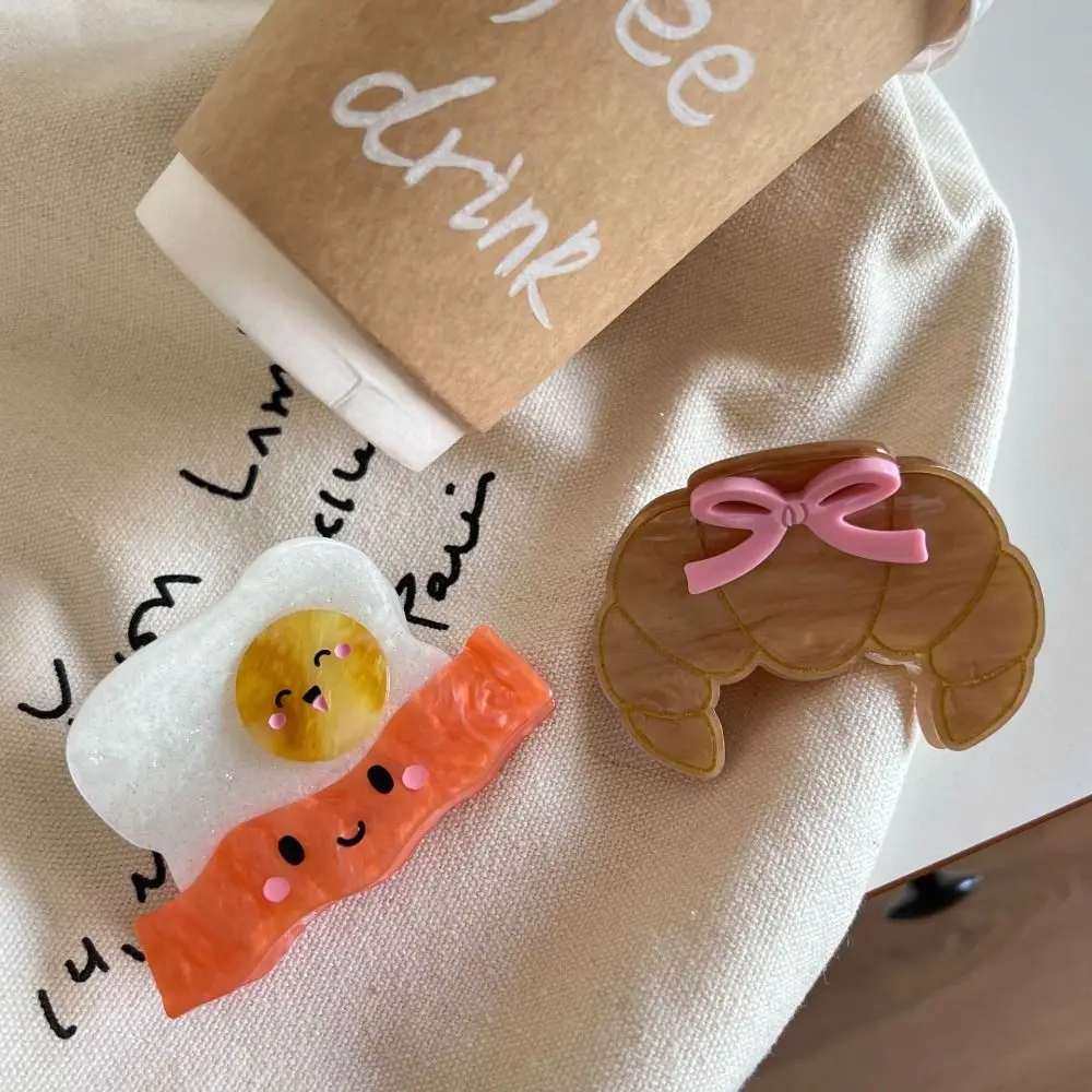 

Creative Cute Croissant Shark Clip Toast Sweet Acetate Hair Crab Clip Acetic Acid Colorful Delicious Food Claw Clip Girls