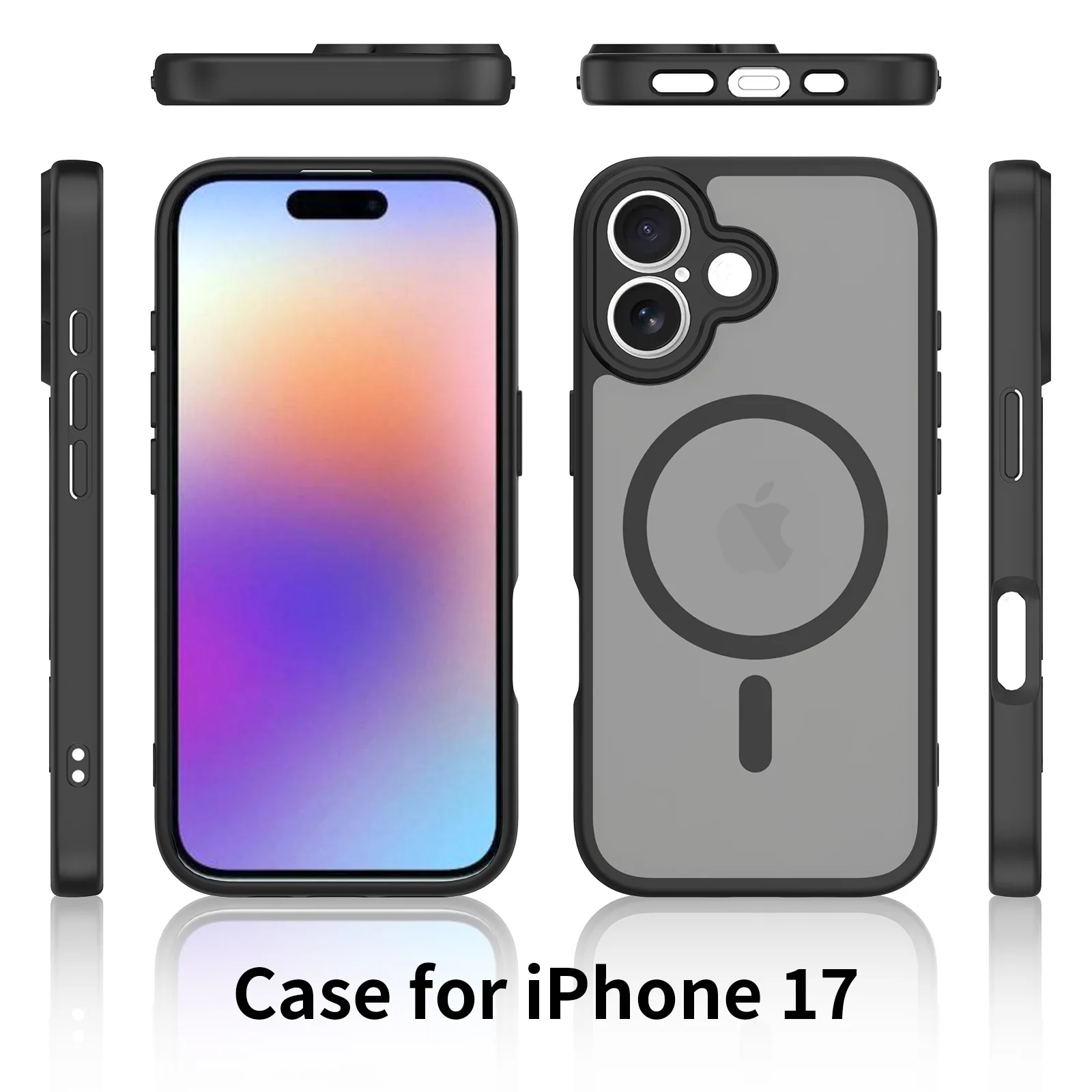 

Applicableto iPhone17ProMax Silver Shield Fine Hole Skin Sensing Magnetic Mobile Phone Case iPhone17 Lens Anti-drop Protective