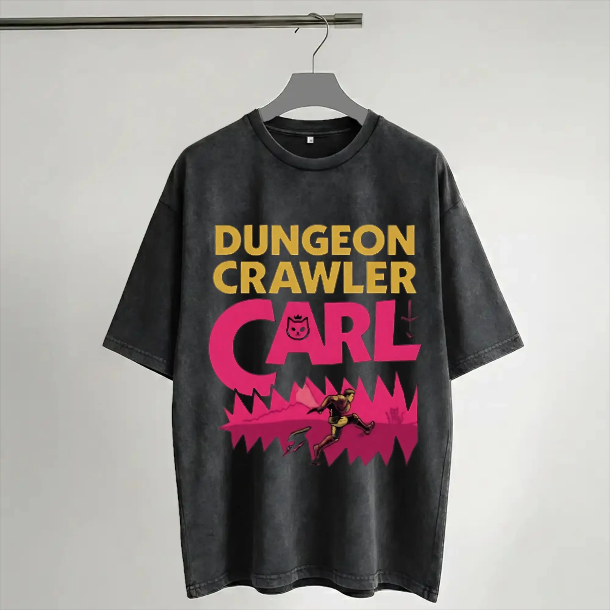 Carl And The Princess Donut and Mongo Dungeon Crawler Carl  Outfit Washed T Shirt for Men Women Streetwear Hip Hop T-Shirts