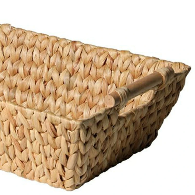Cesta de baño tejida de jacinto de agua, cesta de almacenamiento de papel higiénico o toallas, larga para almacenamiento de baño