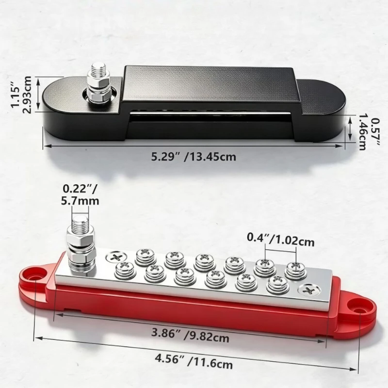 12-Position RV Yacht High Current Bus Terminal Car Terminal Sink Copper Bar 150A Multi-functional Automotive Terminal Post