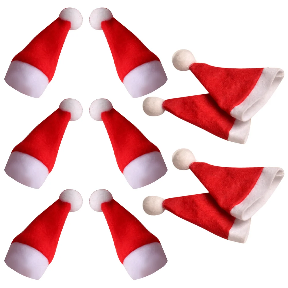 10 قطعة قبعة عيد الميلاد مصاصة القبعات DIY بها بنفسك غير المنسوجة النسيج عطلة ديكور الحفلات قبعة الحلوى الصغيرة قابلة لإعادة الاستخدام اكسسوارات احتفالية
