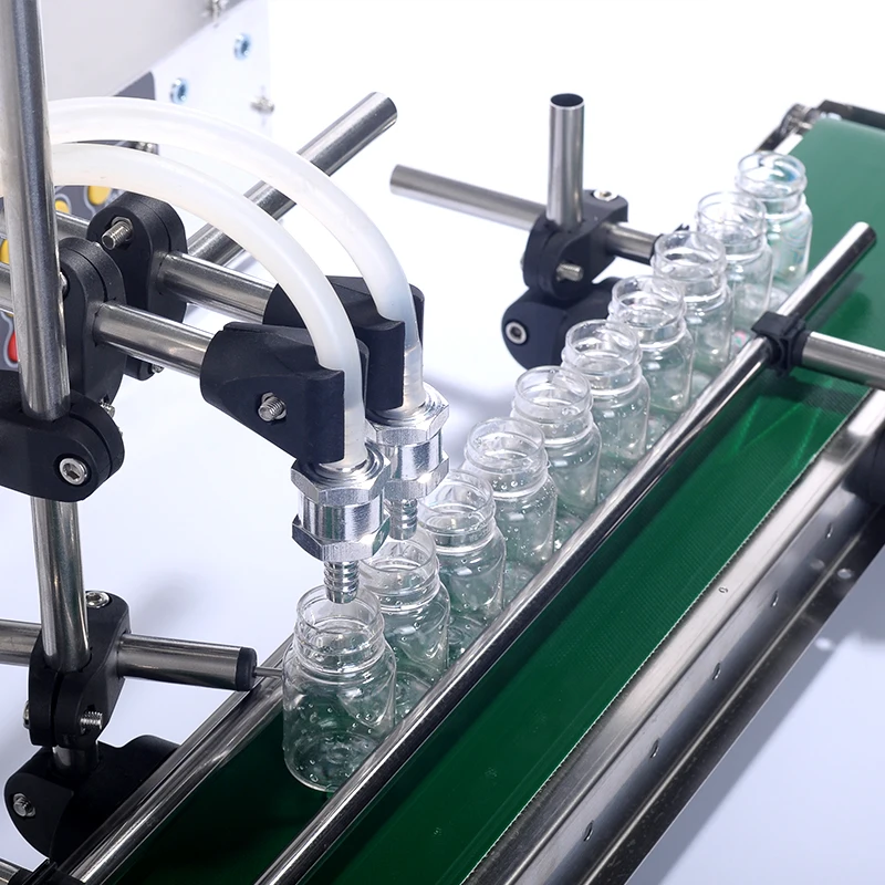 Automatic Water Milk Liquid Bottle Vial Double Heads Filling Machine With Longer Conveyor