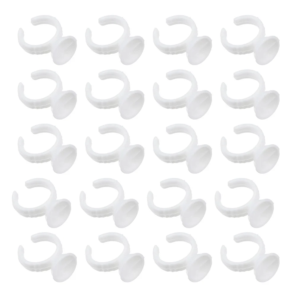 

200pcs Eyelash Extension Glue Ring Holder White Plastic Disposable Lash Cups for Volume Grafting Tools Salon Home Use