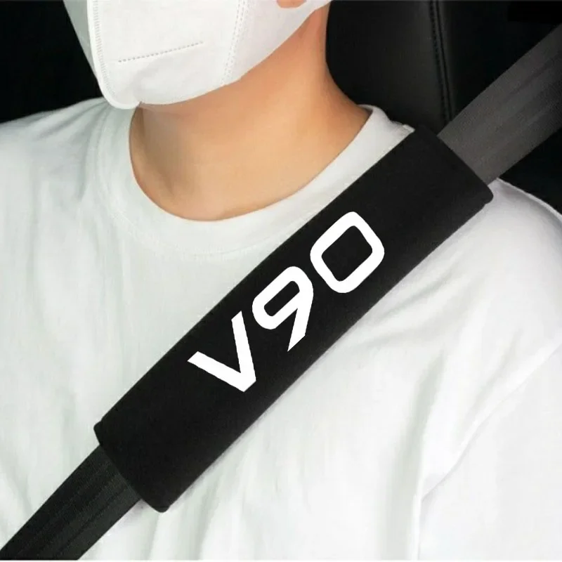 2pcs Car Seat Belt Cover Shoulder Pads Auto Interior Decoration Accessories Case For VOLVO V90