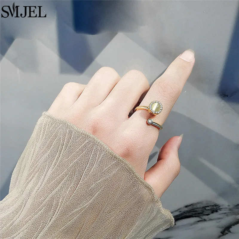SMJEL Fidget Spinner Ring Anxiety for Women Crystal Flower Bee Butterfly Charms Rotatable Rings Adjustable Wedding Jewelry Girls