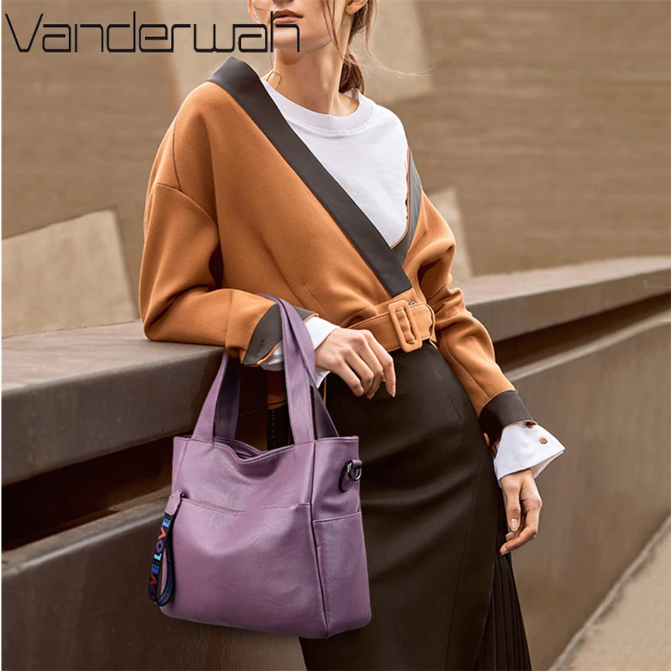 Luxury Soft Leather Handbags Quality Shoulder Messenger Bags for Women 2024 Casual Ladies Large Capcity Tote Bag Shopping Bags