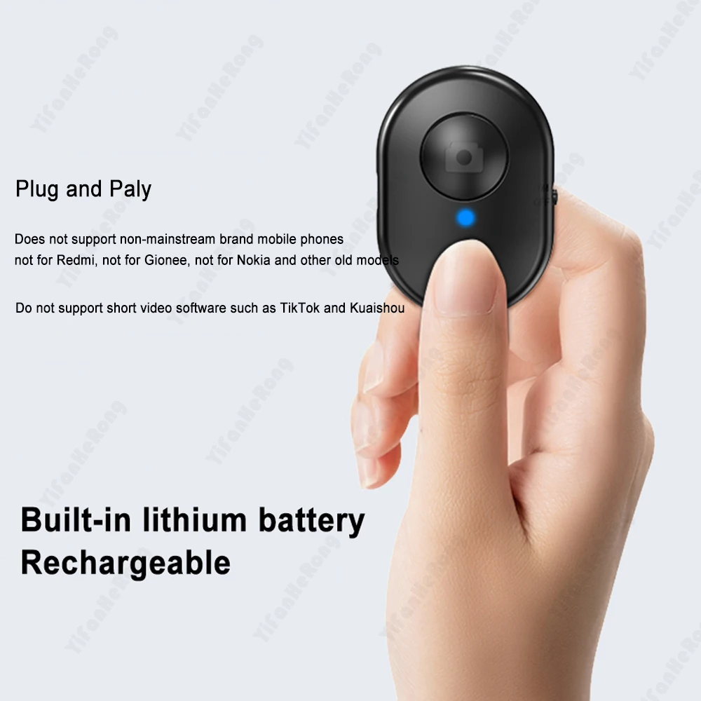 Bluetooth-Compatible Wireless Remote Controller Rechargeable Self-timer Selfie Stick Shutter Release Photo Button for Smartphone