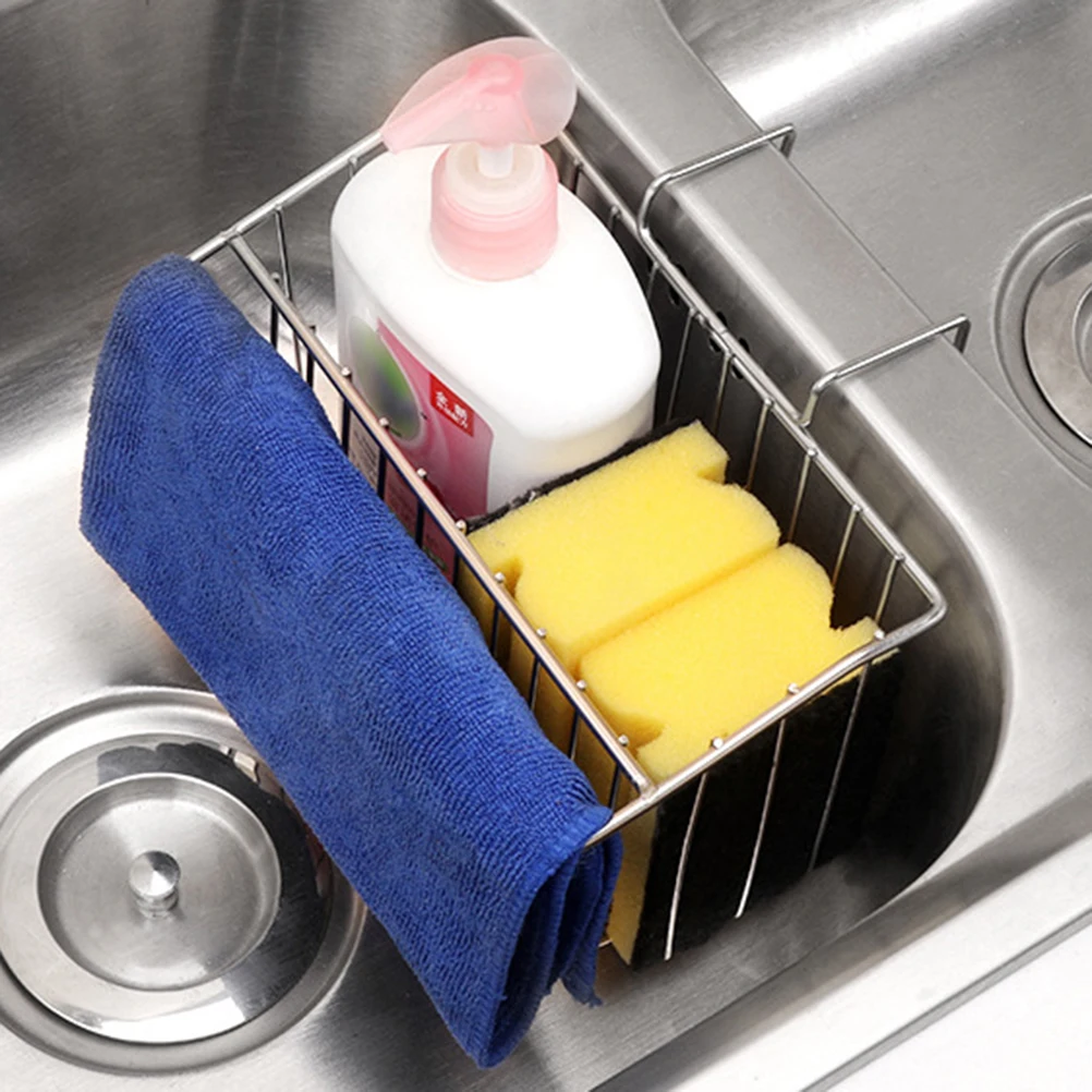 

1pc Stainless Steel Gutter Drain Rack For Kitchen Sink Hanging Organizer Storage Basket Dish Rack Hook Design Easy Installation