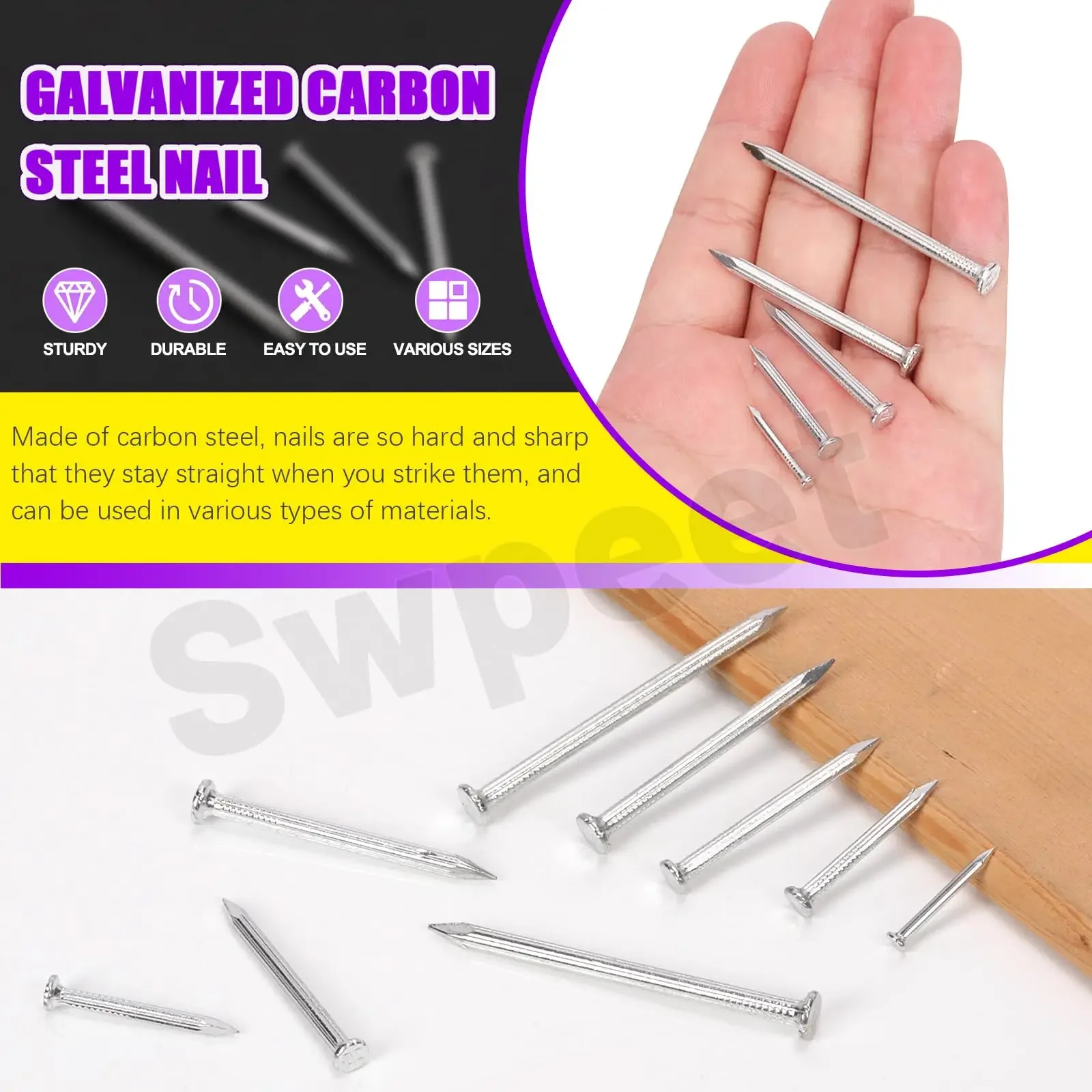 280pcs Iron Nail Round Head Tack For Jewelry Box Hinge Golden Silver Antique Brass Fastener Pushpin Hardware