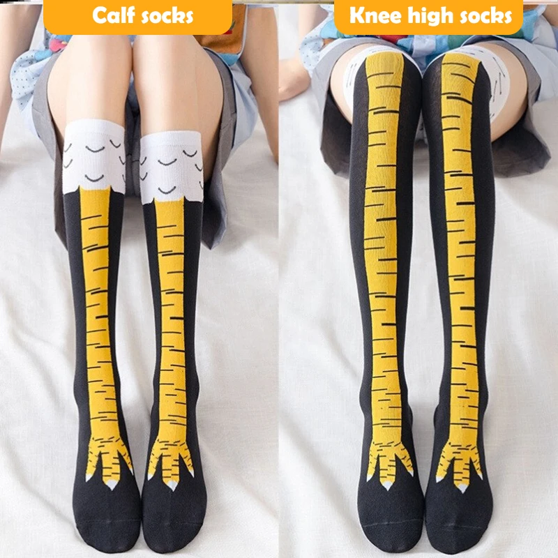 1Pair 3D Funny Creative Chicken Leg Knee High Socks Personalized Thigh Chicken Foot Socks Chicken Leg Knee High Socks Gifts