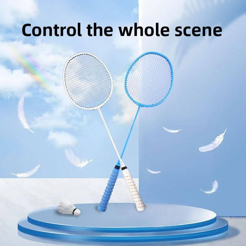 

Balanced Blade Carbon Fiber Badminton Racket One Piece Double Pack Durable High Elasticity Competition Grade Lightweight