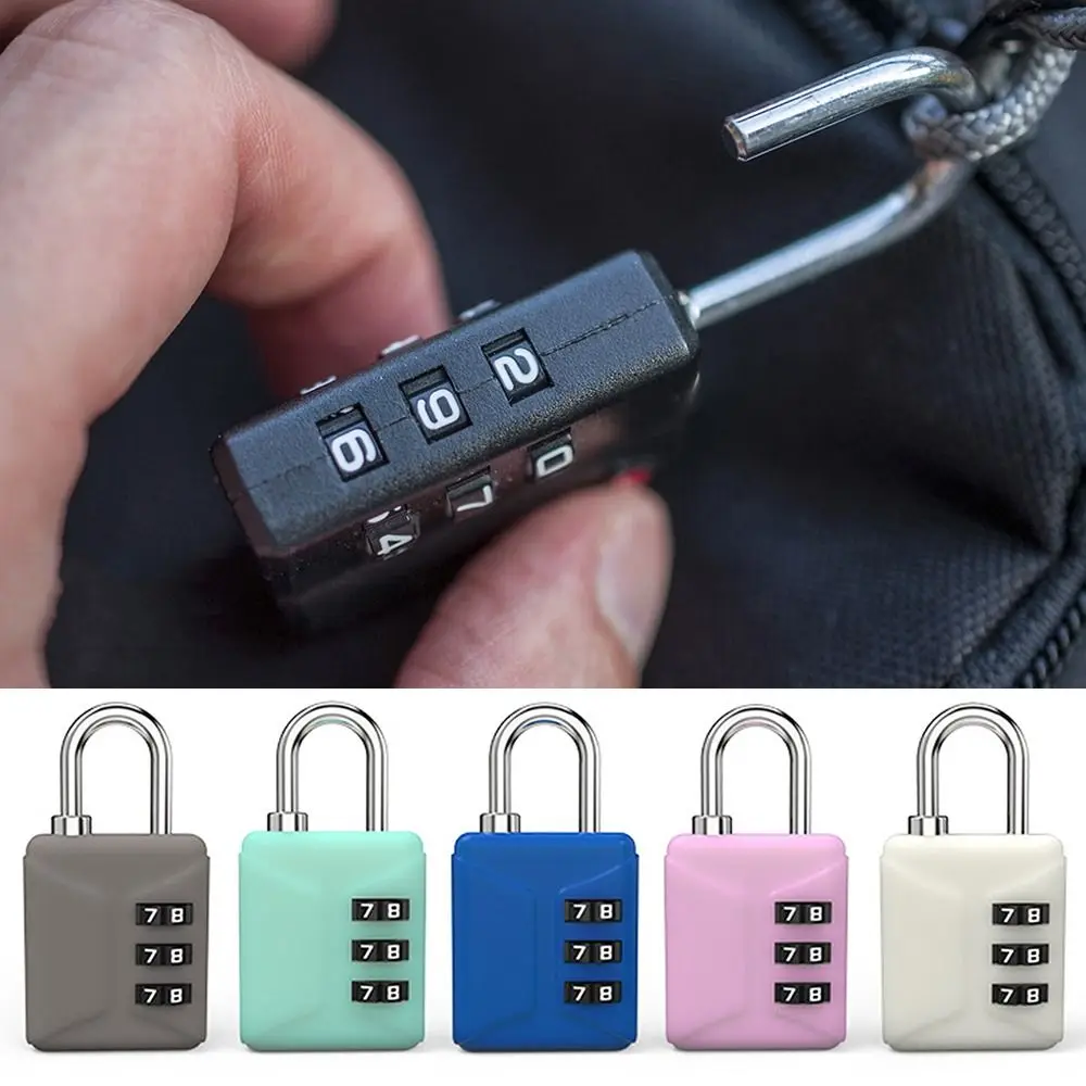 Mini Combination Lock 3 Dial Digit Backpack Zipper Lock Password Lock Luggage Padlock Dormitory Cabinet  Lock