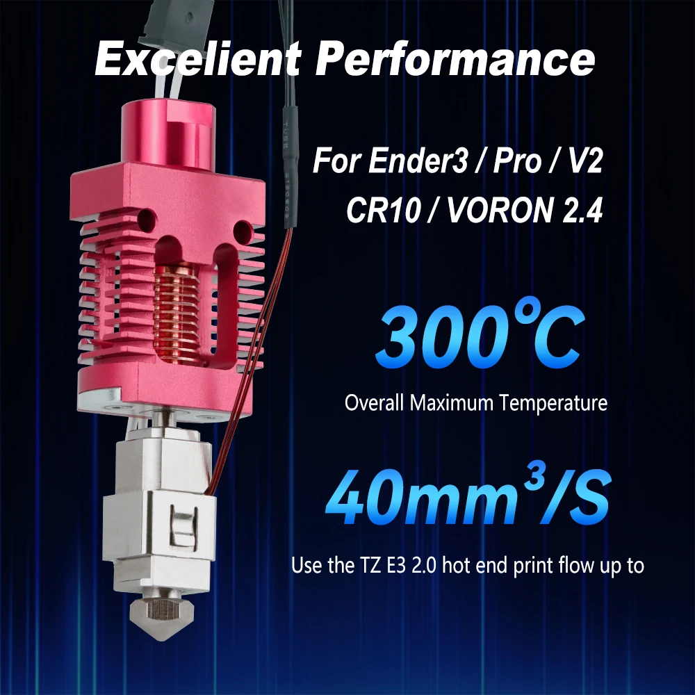 Upgrade Hotend Kit For Creality Ender 3 Neo/ V2 Neo/ Max Neo 3D Printer Red Lizard V3-Pro Hot End Kit 0.4mm Copper Plated Nozzle