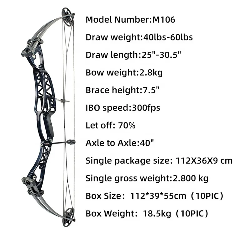 STARCN Archery High Quality M106  Composite Pulley Bow Draw Weight 40-60lbs ATA Length 40