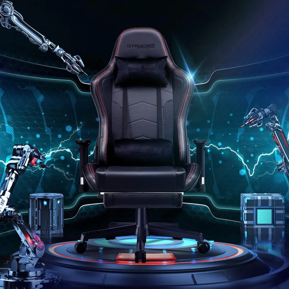 Gaming Chair with Footrest Speakers Video Game Chair Bluetooth Music Heavy Duty Ergonomic Computer Office Desk Chair