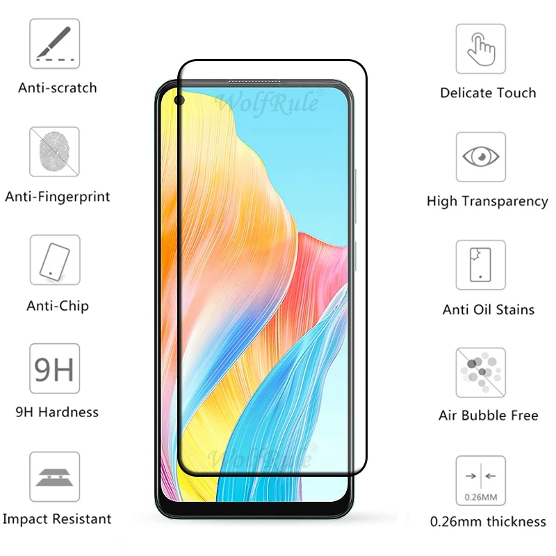 6-In-1 Voor Oppo A78 Glas Oppo A78 4G Gehard Glas 9H Hd Volledige Lijm Cover Beschermende Flim Screen Protector Oppo A78 Lens Glas