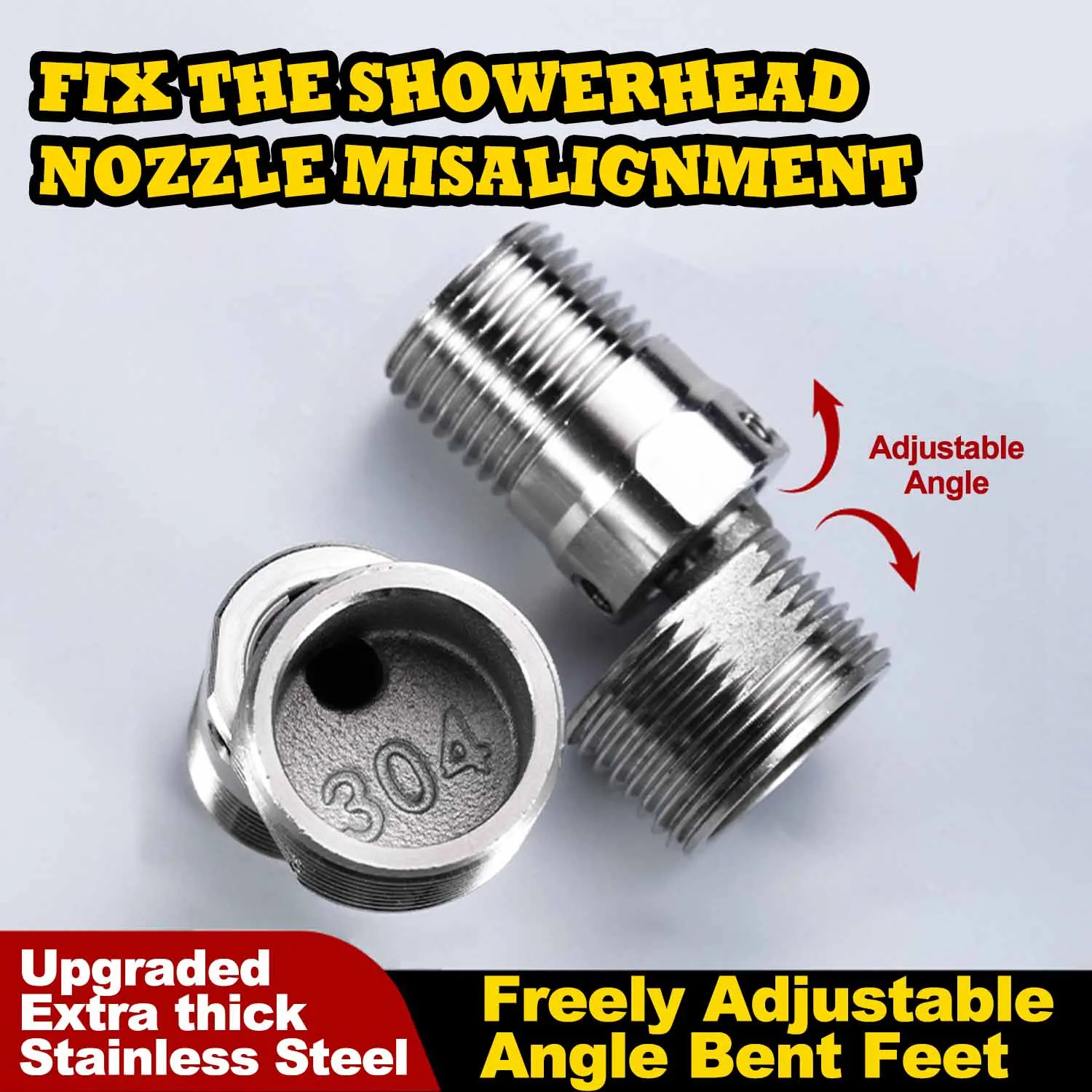

Stainless Steel Angled Curved Foot Angle Adjustment 360° Rotatable Eccentric Screw Corner Wall Mounted Shower Faucet Adapter