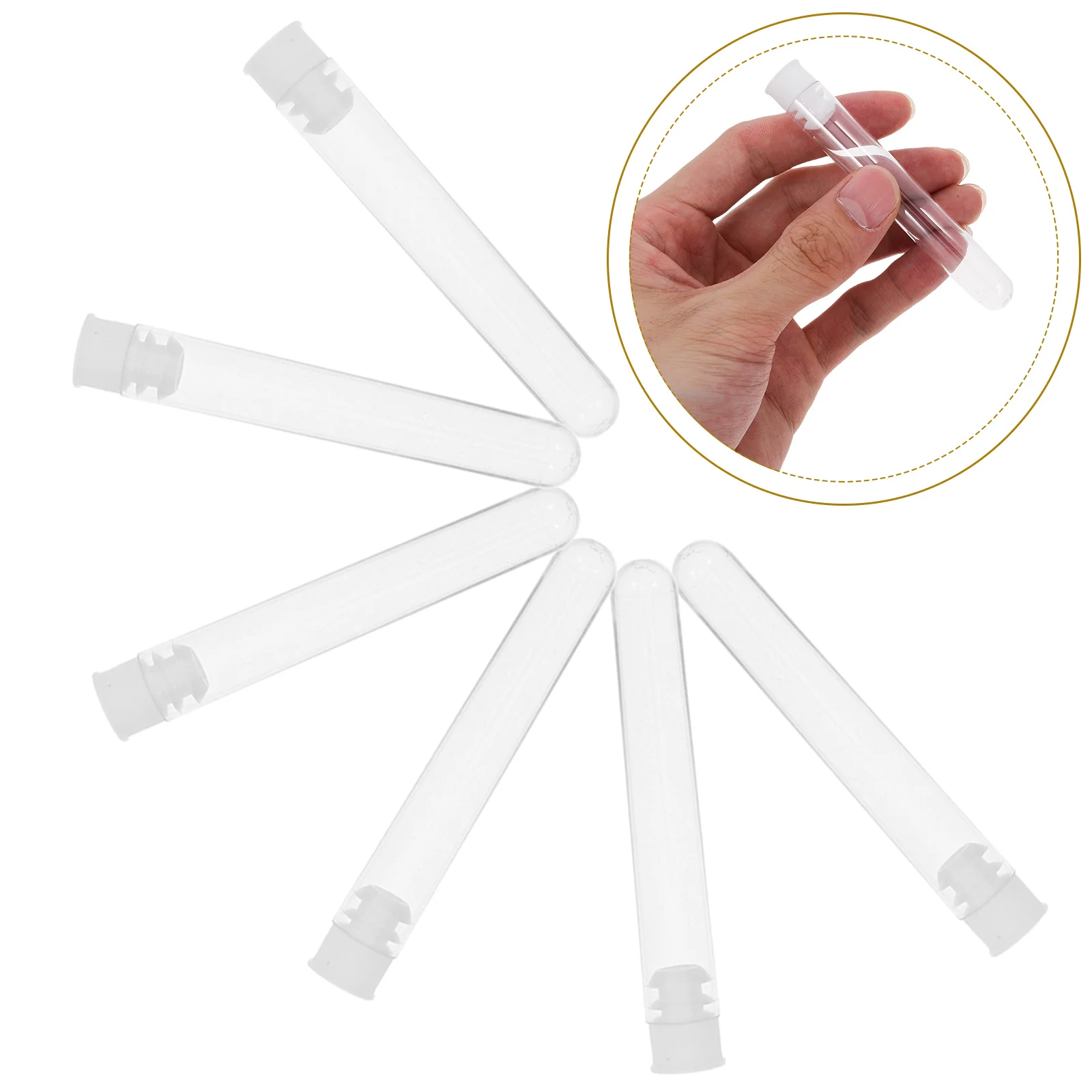 

50 Pcs Transparent Test Tube Mini Plastic Tubes Lab Laboratory Vacuum Clear with Caps Lid Travel