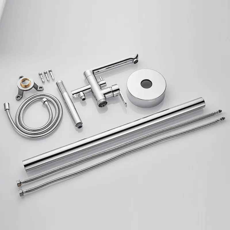 Floor-to-ceiling hot and cold faucet, tank edge bath, sitting vertical wall shower set, bath tub 4