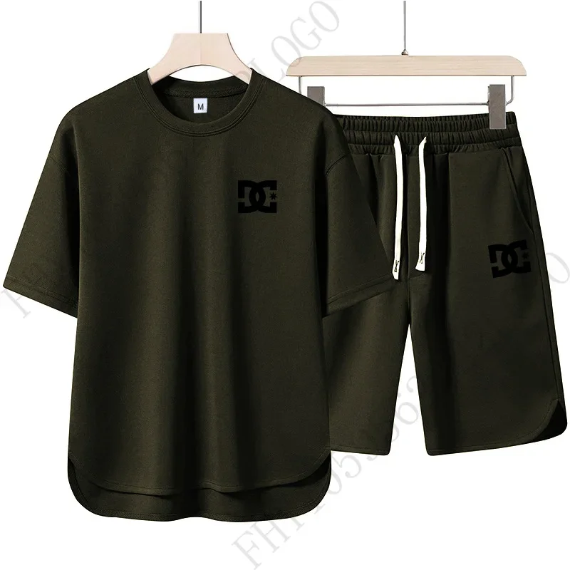 Men's casual T-shirt + sweatpants, quick-drying T-shirt, shorts set, men's dry suit, breathable training suit, men's casual spor