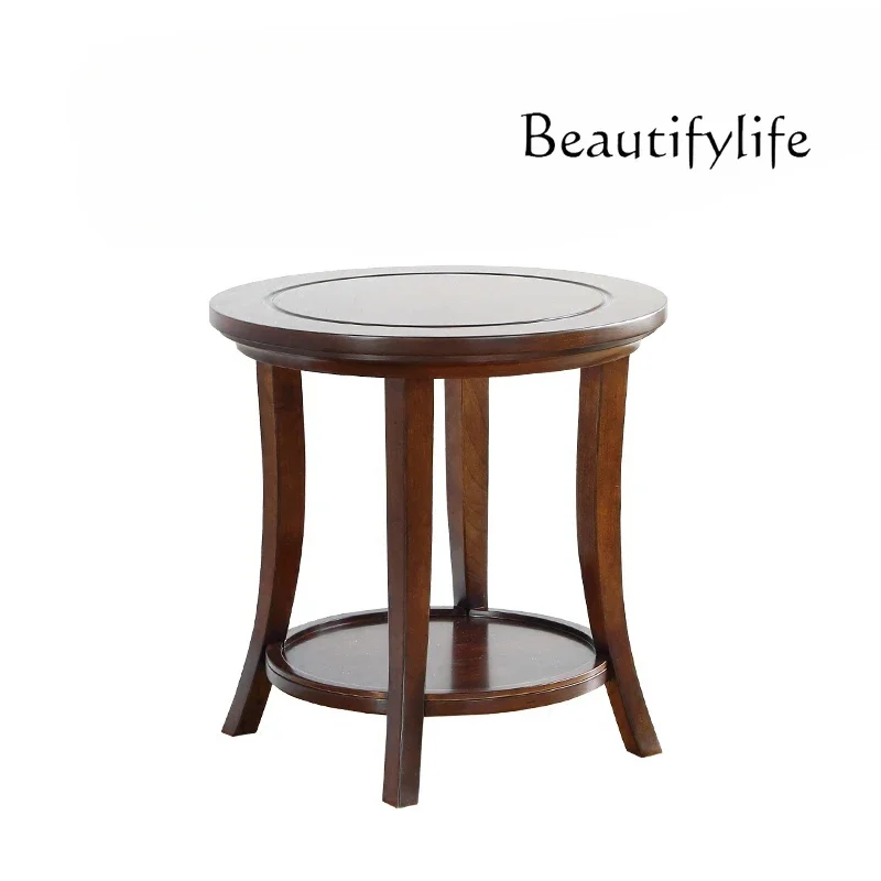 American retro simple all-solid wood edge few round few phone table living room sofa side side cabinet round small corner few