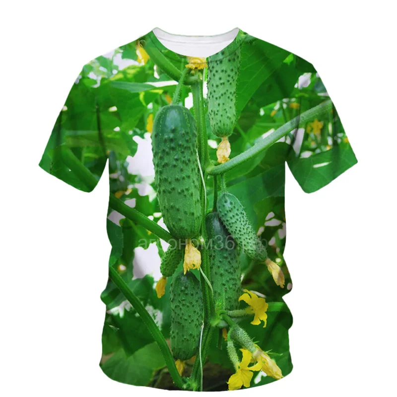 New Summer 3D Green Fit Vegetables Cucumber Print T Shirt Kid Fashion Streetwear Tee Shirts Funny Short Sleeves Kawaiian Y2k Top