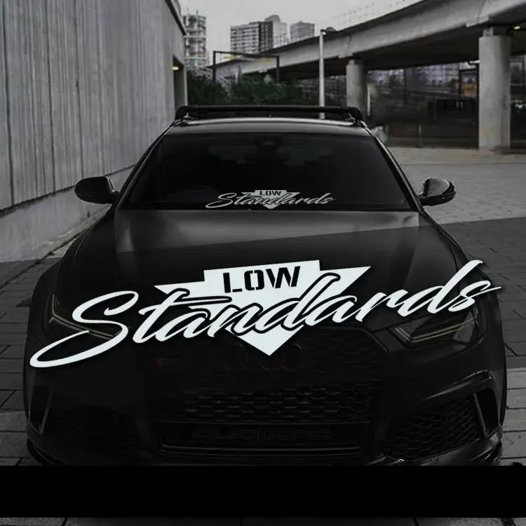 

1PCS LOWstandards Front Windshield Waterproof Car Sticker Vinyl Stickers Waterproof Racing Body Decal наклейки на автомобиль
