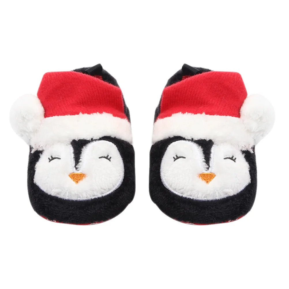 

1 пара детских носков с пингвинами, осенне-зимняя толстая теплая нескользящая обувь на мягкой подошве для маленьких мальчиков и девочек
