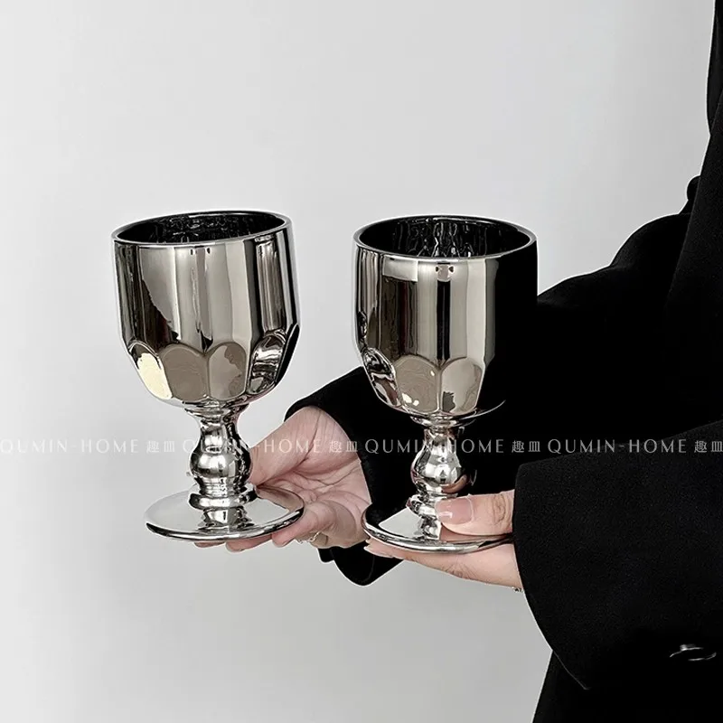 European Style Light luxury Creativity Design Semi-Rhombus Circle Glass Cup Bar Counter Special Use High level Sense Wine Glass