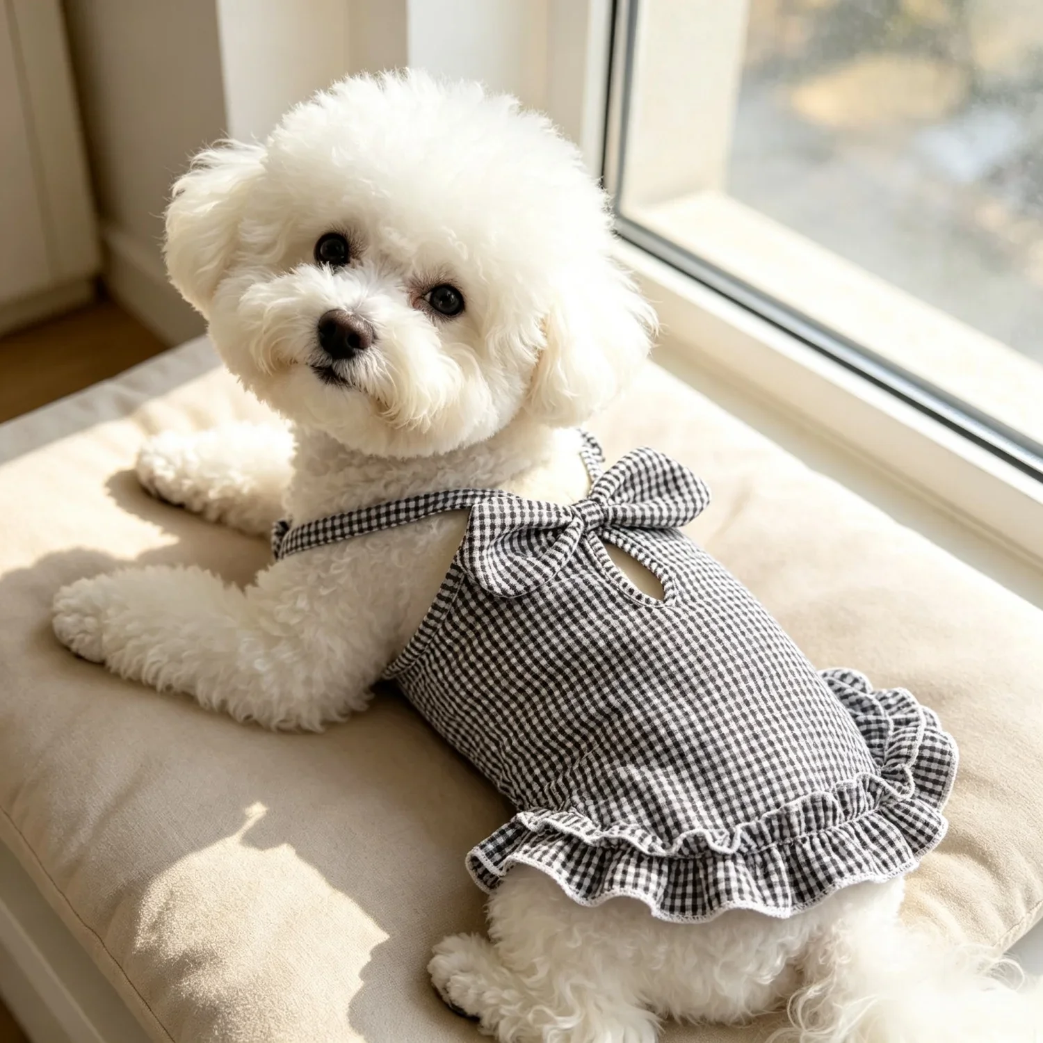 1 Stück Sommer-Haustierkleidung für kleine Hunde, niedliches gerüschtes gestreiftes Hundetanktop, atmungsaktive Welpenweste, süße Rüschen-Hundebekleidung – Detail 14