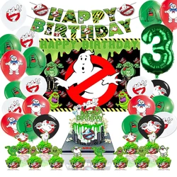 Cartoon Ghostbusters tema festa di compleanno forniture ragazzi Green Ghost Balloon Banner sfondo Cake Topper bambini Baby Shower regalo