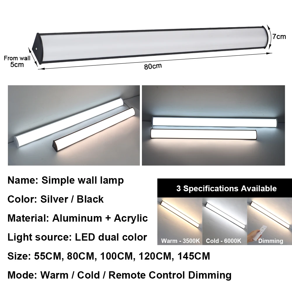 Imagem -02 - Lâmpada de Parede Led ao ar Livre com Controle Remoto Longas Luzes de Parede Impermeável Ip65 Escurecimento Jardim Villa Varanda Sconce Light 110v 220v