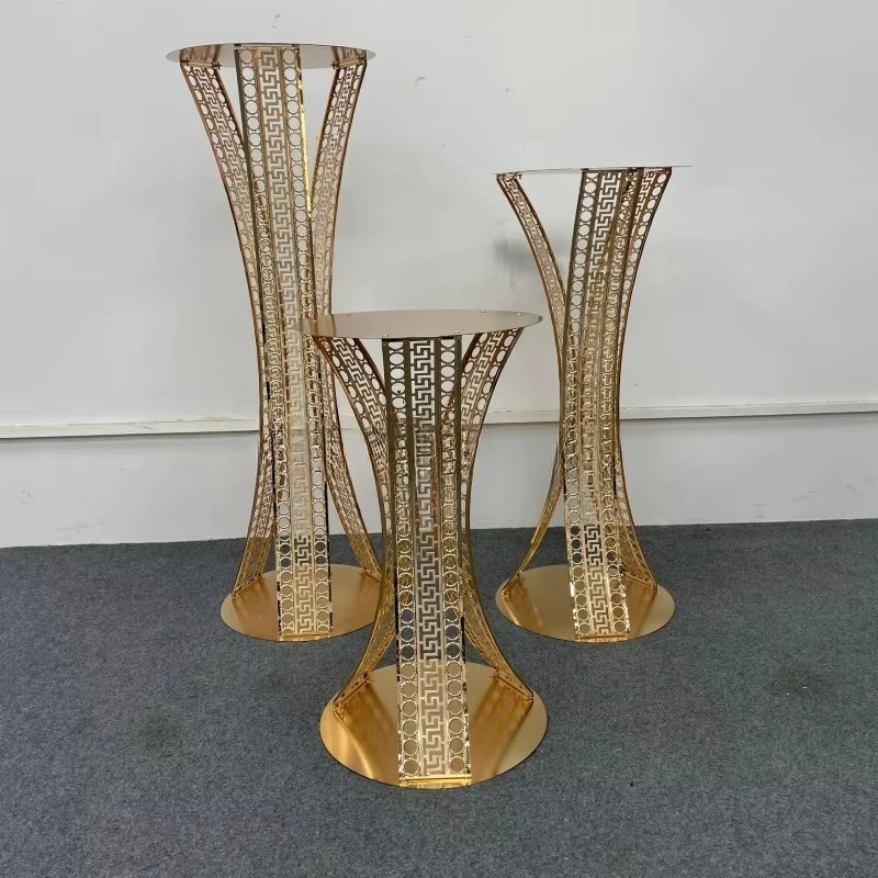 New wedding props electroplating removable small waist-shaped gold flower stand wedding dessert table decoration