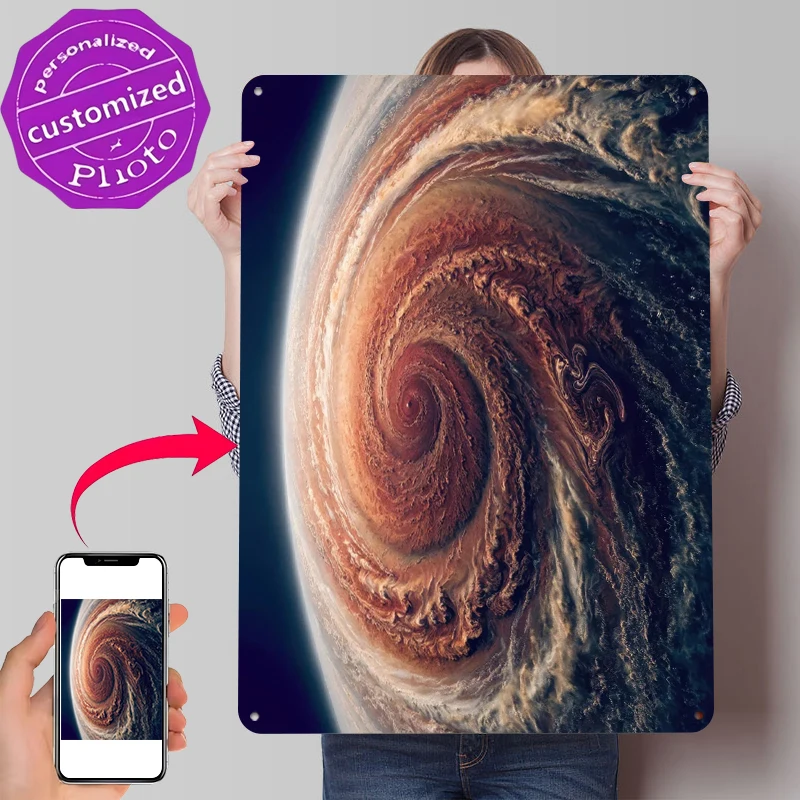 Jupiter's Great Red Spot In Space Tin Poster Customized Wall Art Retro Vintage Metal Signs for Fans Room Luxury Decoration Decor