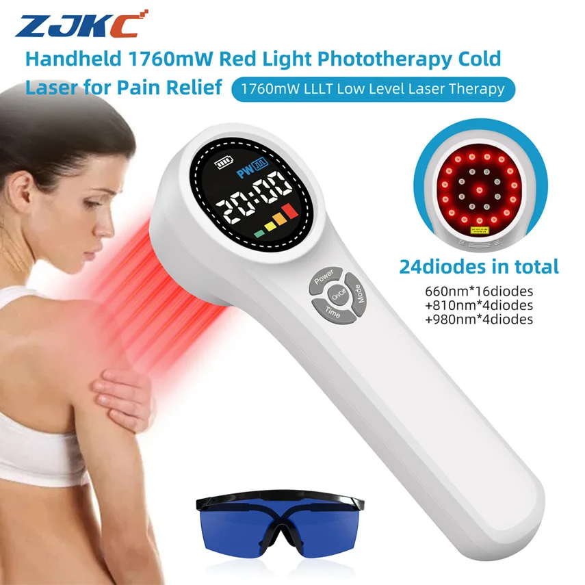 

ZJKC 1760mW Infrared Lamp Therapy Low Level Laser Light Treatment for Pain Relief Neck Shoulder Back Arthritis 660nm 810nm 980nm