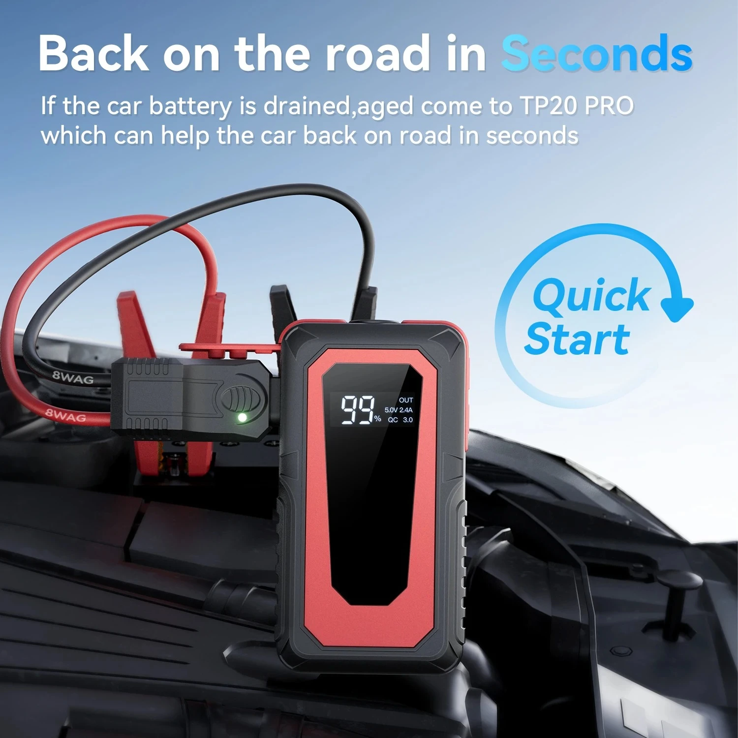 2000A Car Jump Starter Supply Battery Starter Booster Auto Starting Device Portable Power Bank 12V Battery Jump Starter
