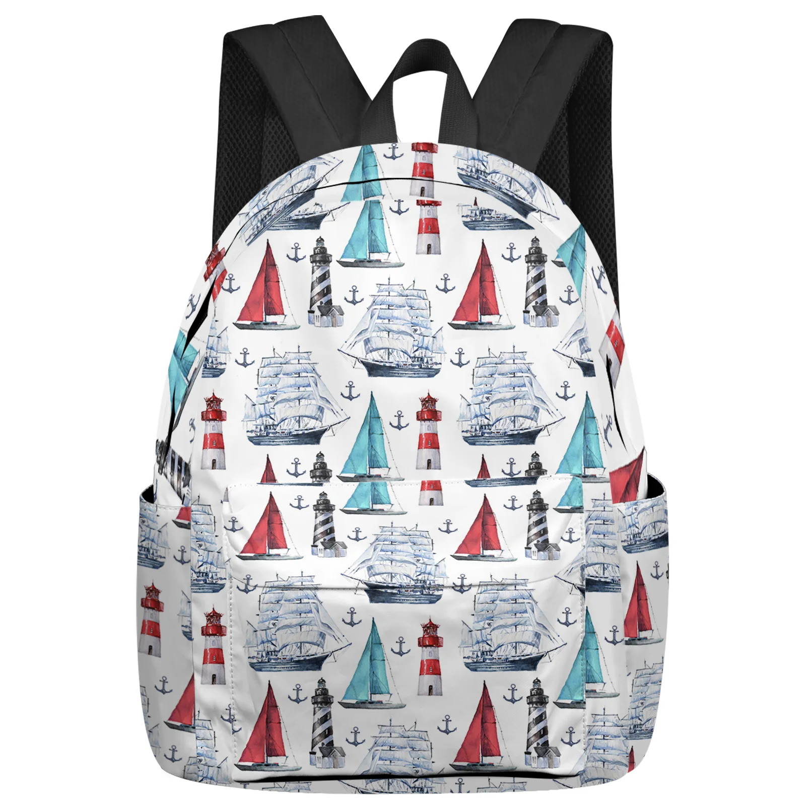 Ocean Sailing Lighthouse Anchor Feminina Backpacks Teenagers Student School Bags Laptop Backpack Men Women Female Travel Mochila