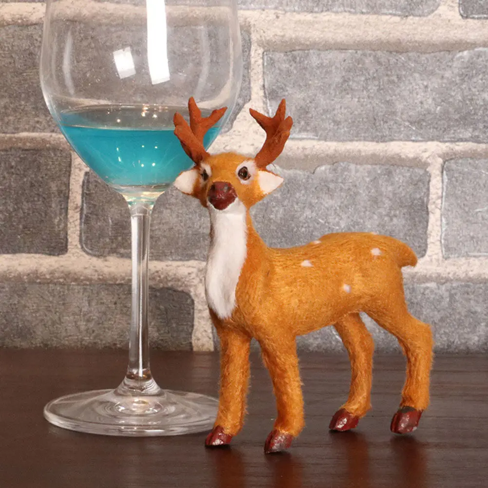 3Pcs Vintage Style Standing Christmas Deer Decoration Set Realistic Look Holiday Home Living Room Bedroom Party Decor