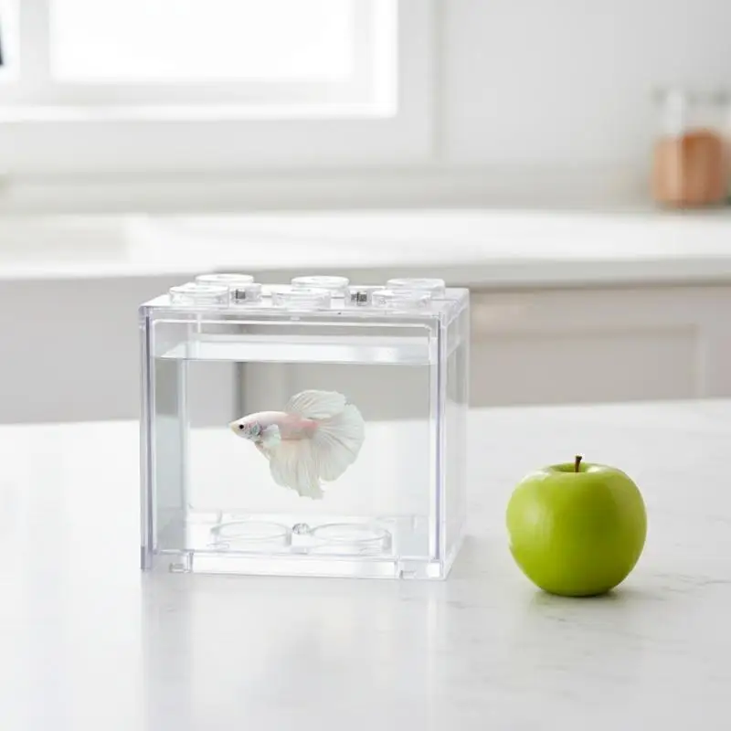 Fish Tank Mini Acrylic Aquarium Stackable Pet Box for Reptile Home Decor Suitable for Small Fish Shrimp Breeding